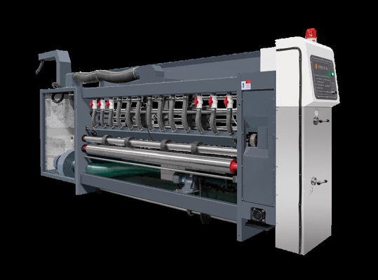 Semua dikendalikan oleh komputer G6-0920 Kardus bergelombang Tekanan Bebas Struktur Pemasok Utama Ekor Vacuum Transfer 4 Printer Warna + Slotter + Die Cutter + Vibrator + Stacker