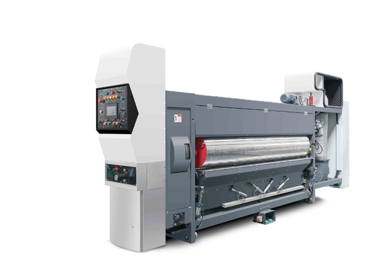 Semua dikendalikan oleh komputer G6-0924 Lead Edge Feeder 4 printer warna + Slotter + Die Cutter + Folder Gluer Inline