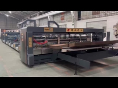 Mesin lem otomatis biru kotak bergelombang presisi tinggi dengan jahitan